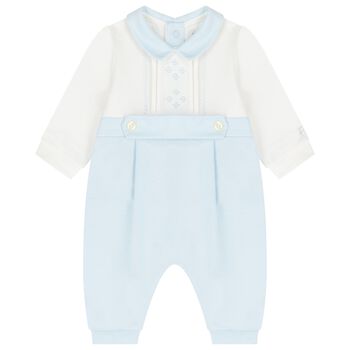 Baby Boys White & Blue Romper