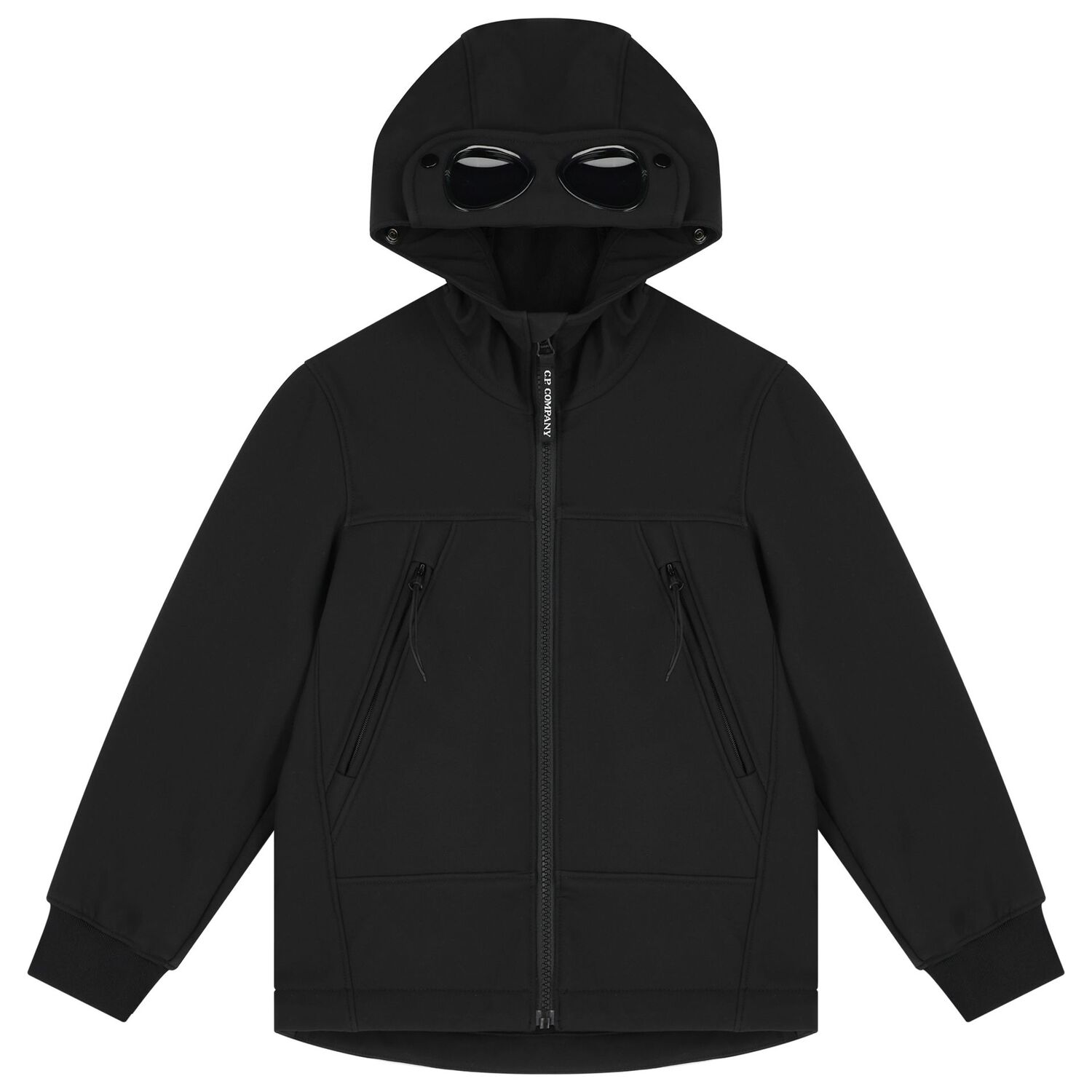 Boys Black Hooded Jacket, 1, hi-res