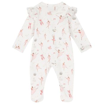 Baby Girls White & Pink Opera Babygrow