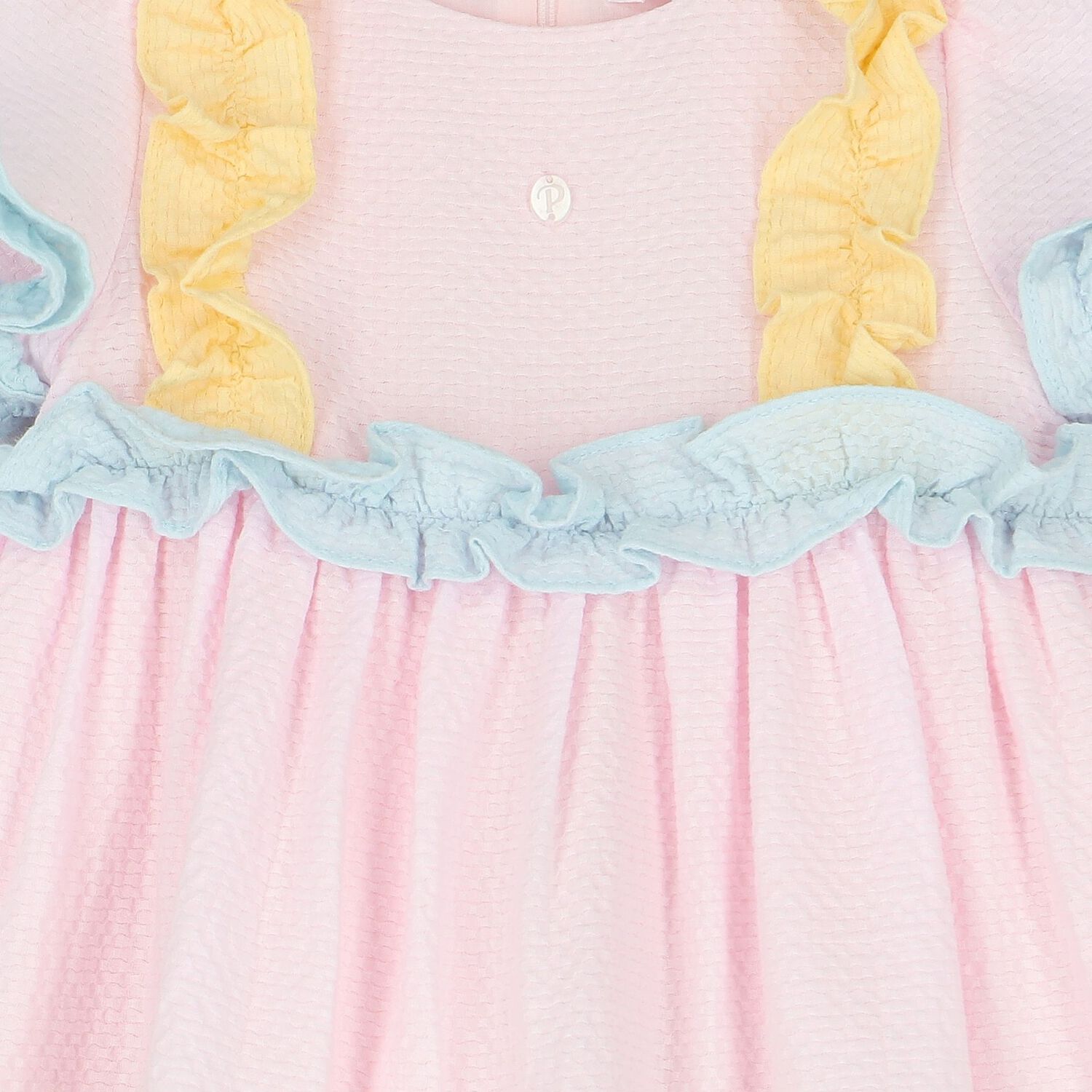 فستان بنات من نسيج القطن باللون الوردي والأزرق, 1, hi-res