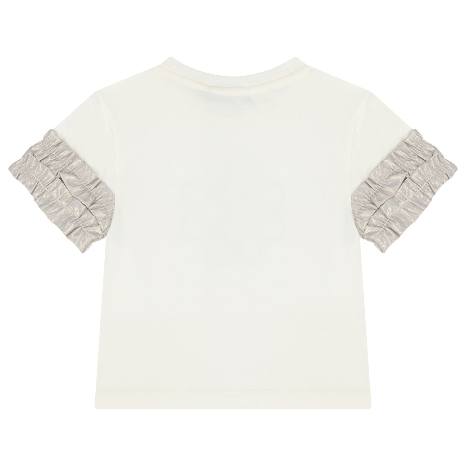 Girls Ivory & Gold Logo T-Shirt, 1, hi-res