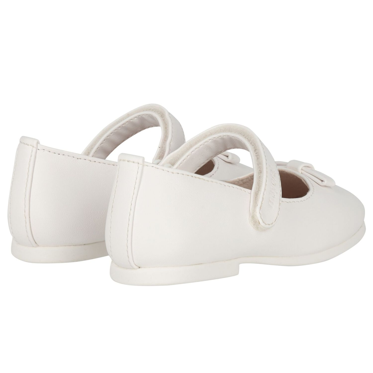 Younger Girls White Bow Ballerina Shoes, 1, hi-res