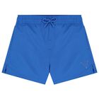 Boys Blue Logo Swim Shorts, 1, hi-res