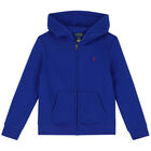 Boys Blue Logo Zip Up Top, 1, hi-res