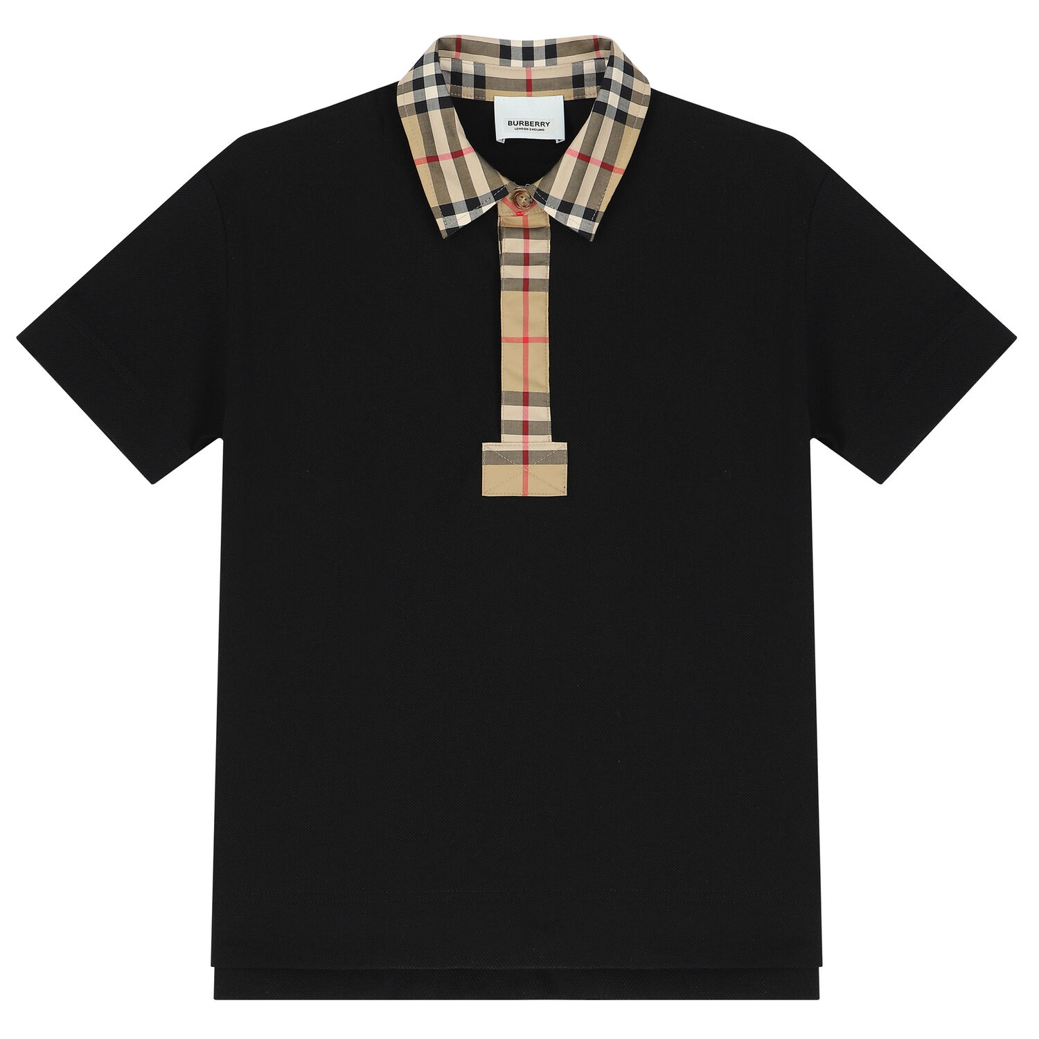 Boys Black Checkered Polo Shirt, 2, hi-res image number null