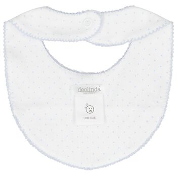 Baby Boys White & Blue Bunny Bib