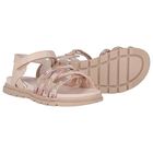 Girls Beige Logo Sandals , 1, hi-res