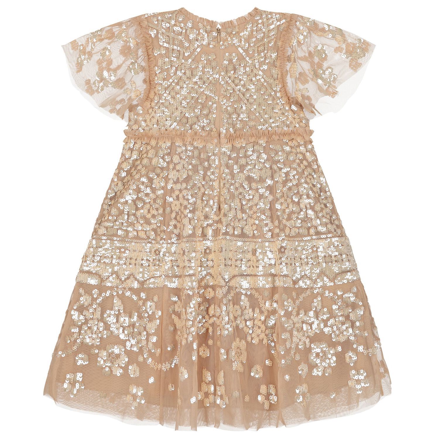 Girls Gold Sequin & Tulle Dress, 1, hi-res image number null
