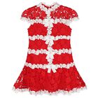 Girls Red & White Embroidered Floral Dress, 1, hi-res