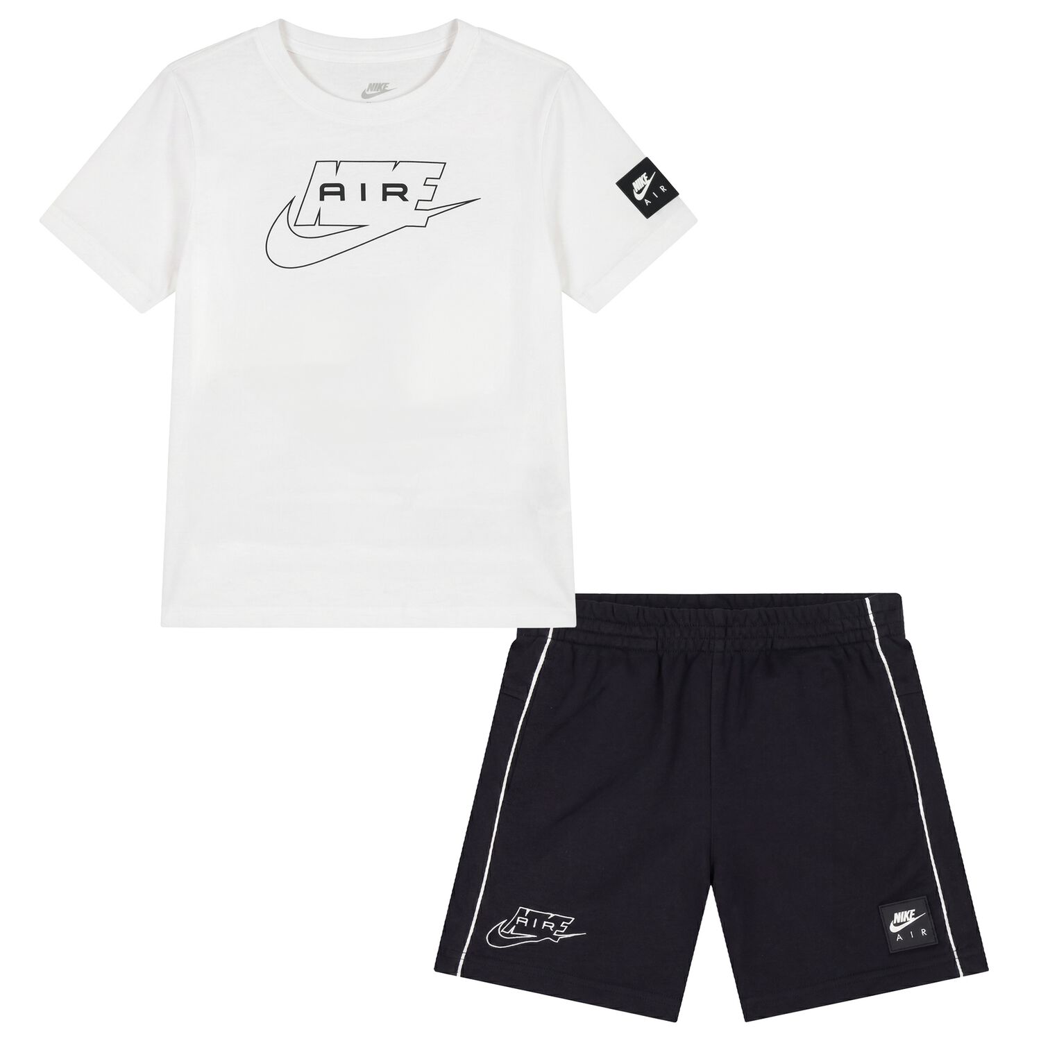 Boys White & Black Logo Shorts Set, 1, hi-res