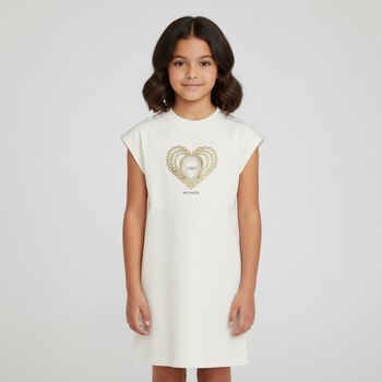 Girls Ivory Logo Heart Dress