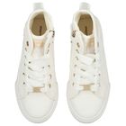 Girls White Flower Trainers, 1, hi-res