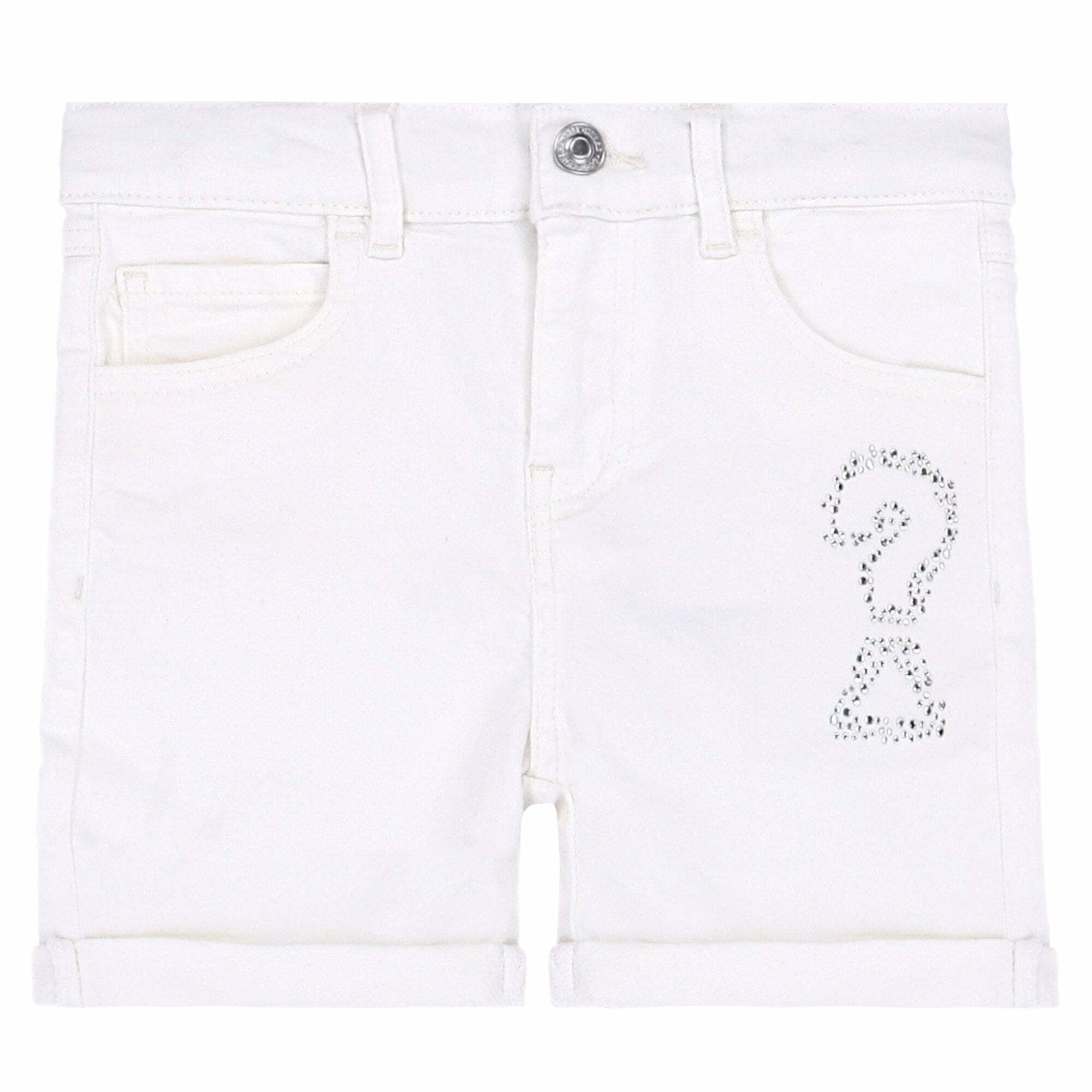 White denim shorts juniors top