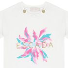 تيشيرت بنات بالشعار باللون الأبيض  , 1, hi-res