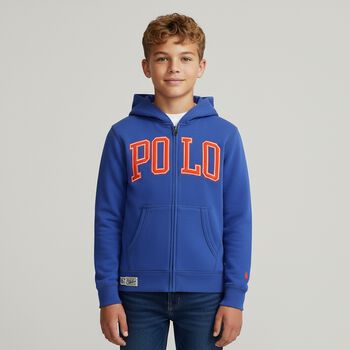 Boys Blue Logo Zip Up Top