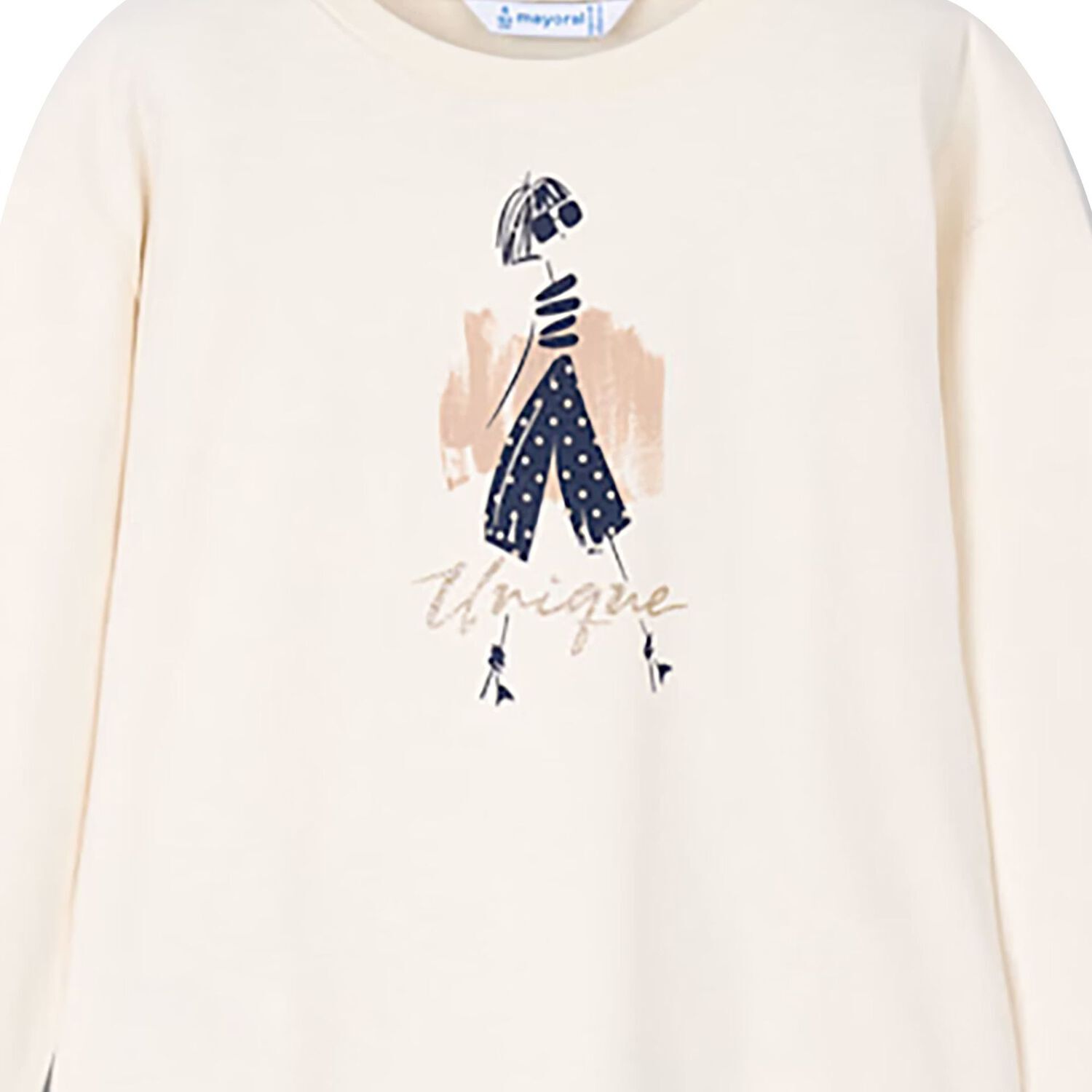 Girls Ivory Long Sleeve Top, 1, hi-res