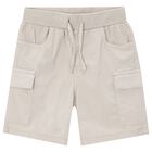 Boys Beige Cargo Shorts, 1, hi-res