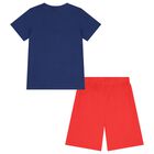 Boys Navy Blue & Red Cars Shorts Set, 1, hi-res