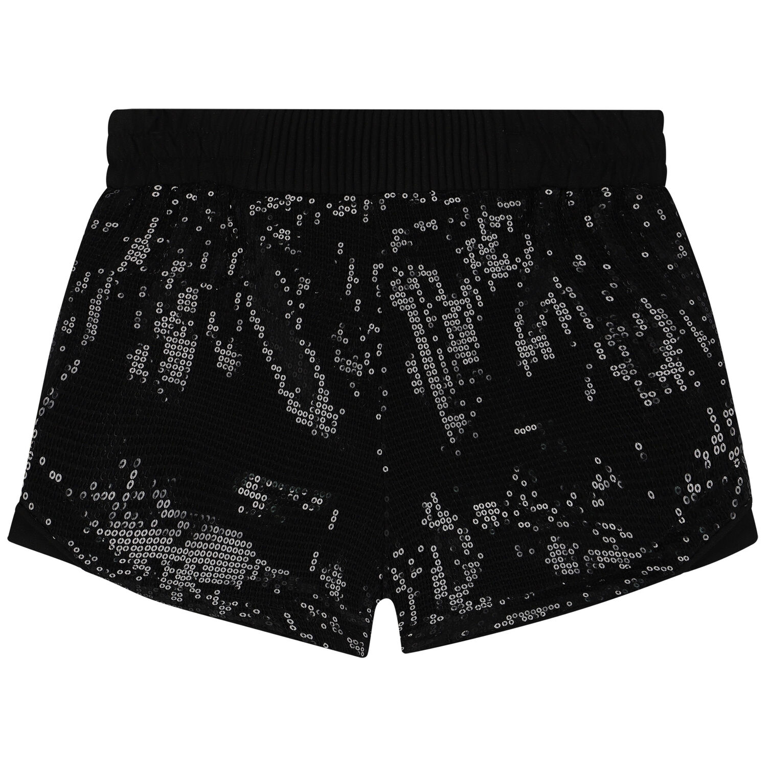 Girls Black Logo Sequin Shorts, 1, hi-res image number null