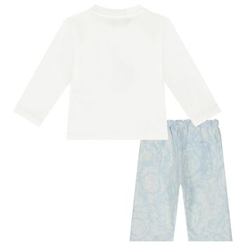 Baby Boys Ivory & Blue Barocco Trousers Set