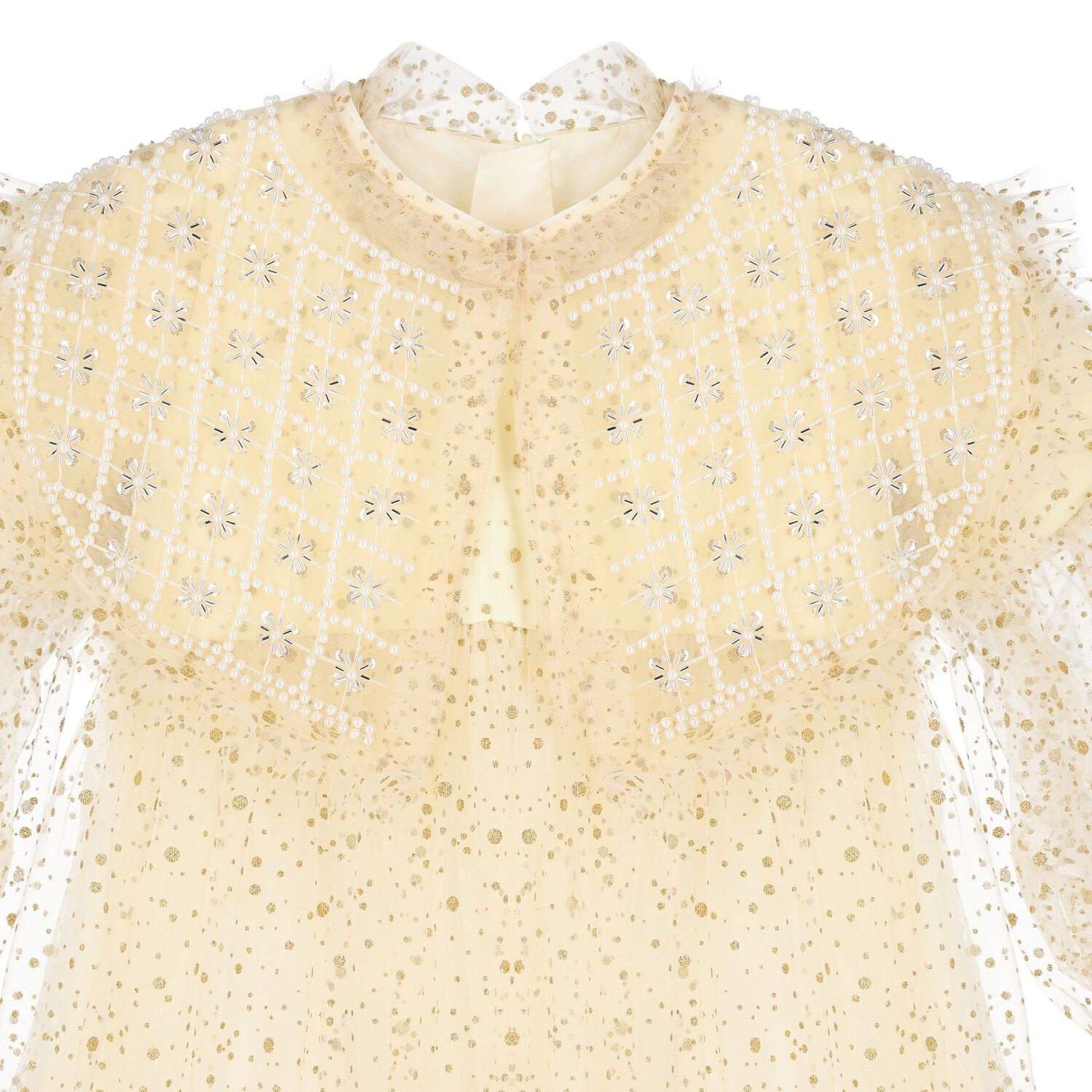 Girls Gold Tulle Dress, 1, hi-res