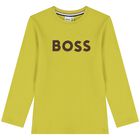 توب أولاد بأكمام بالشعار باللون الأخضر الليموني, 2, hi-res