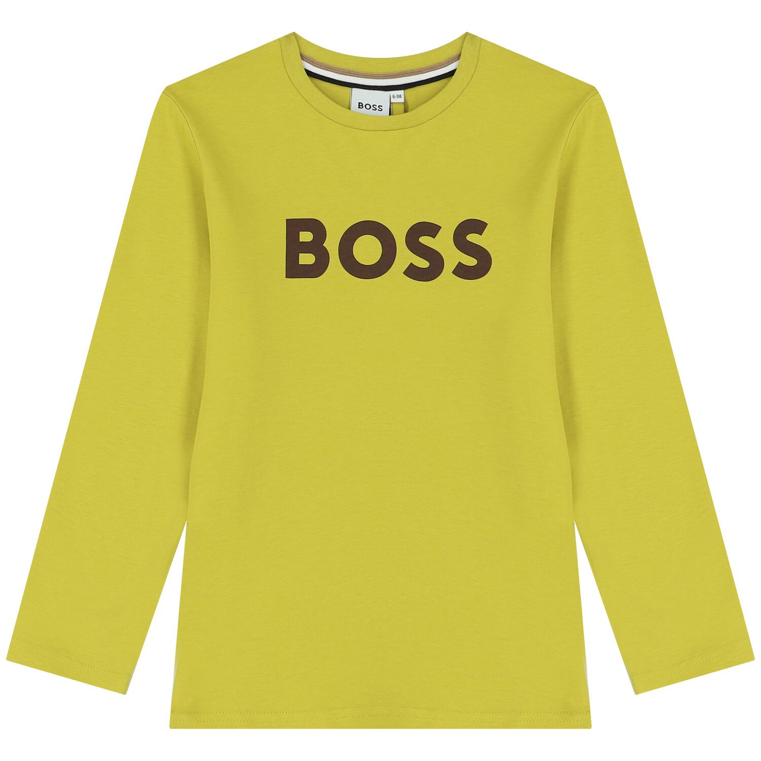 توب أولاد بأكمام بالشعار باللون الأخضر الليموني, 2, hi-res