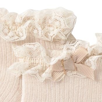 جوارب دانتيل بيج للبنات الصغيرات