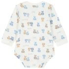 Baby Boys White & Blue Bodysuit Set, 1, hi-res