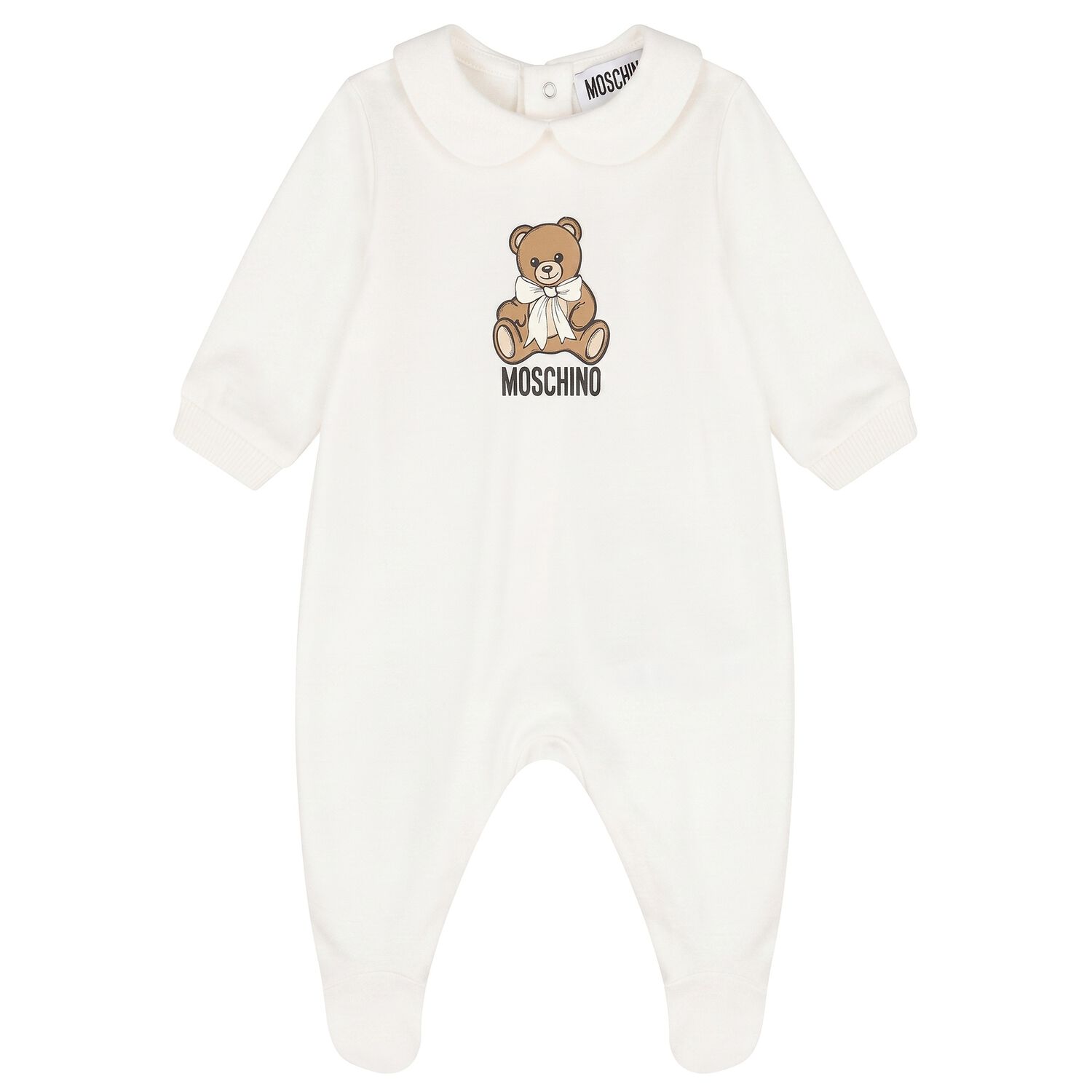 White Teddy Bear Logo Babygrow, 1, hi-res