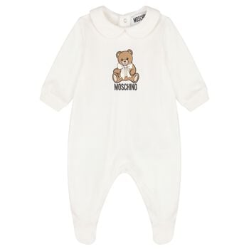 White Teddy Bear Logo Babygrow