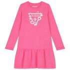 Girls Pink Logo Dress, 3, hi-res