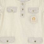 فستان للبنات باللون العاج والذهبي بشعار, 1, hi-res