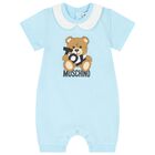 Blue Teddy Bear Logo Baby Romper, 2, hi-res