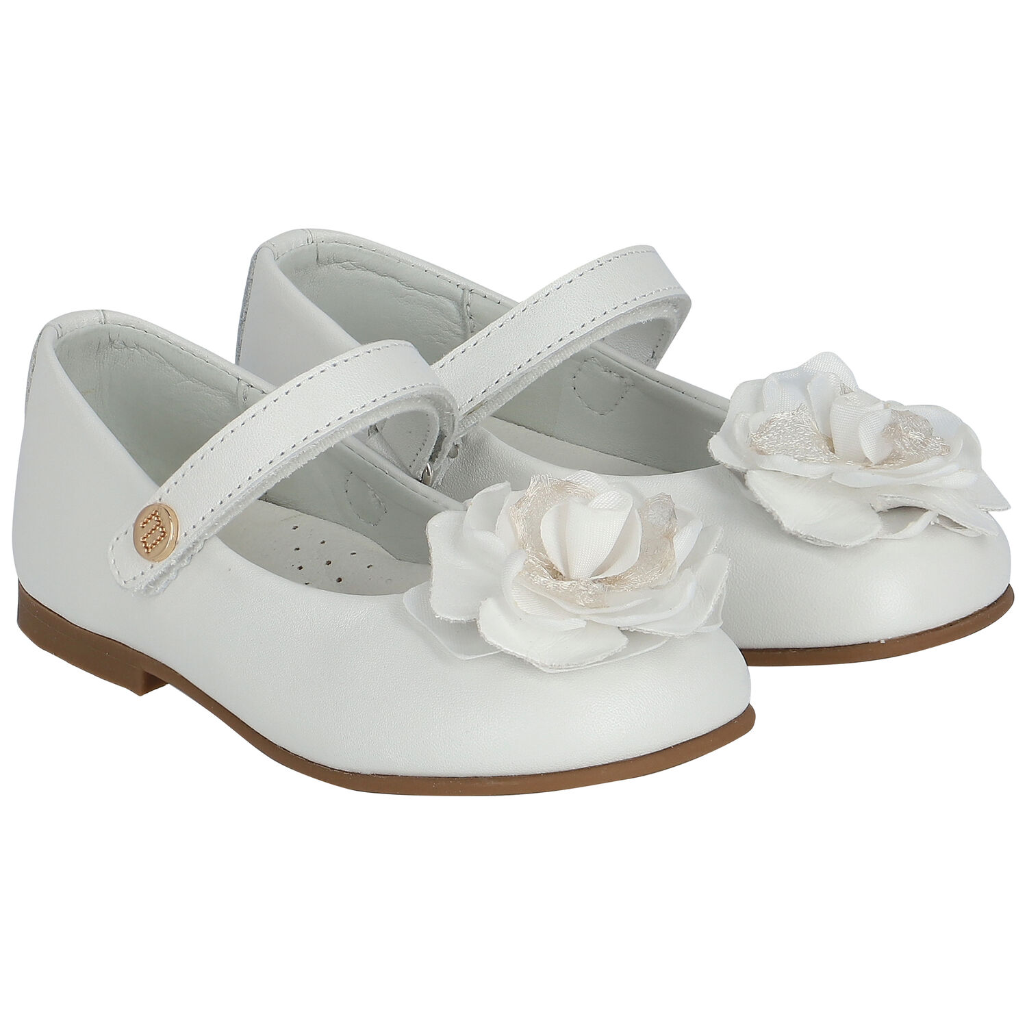 Younger Girls White Flower Shoes, 1, hi-res image number null