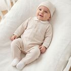 Beige Embroidered Teddy Bear Babygrow, 1, hi-res