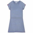 Girls Blue & White Striped Dress, 1, hi-res