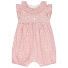 Baby Girls Pink Floral Romper, 1, hi-res
