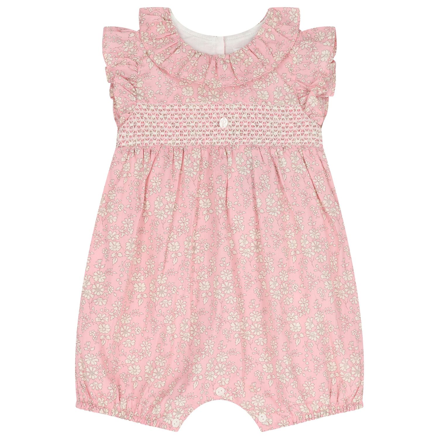 Baby Girls Pink Floral Romper, 1, hi-res
