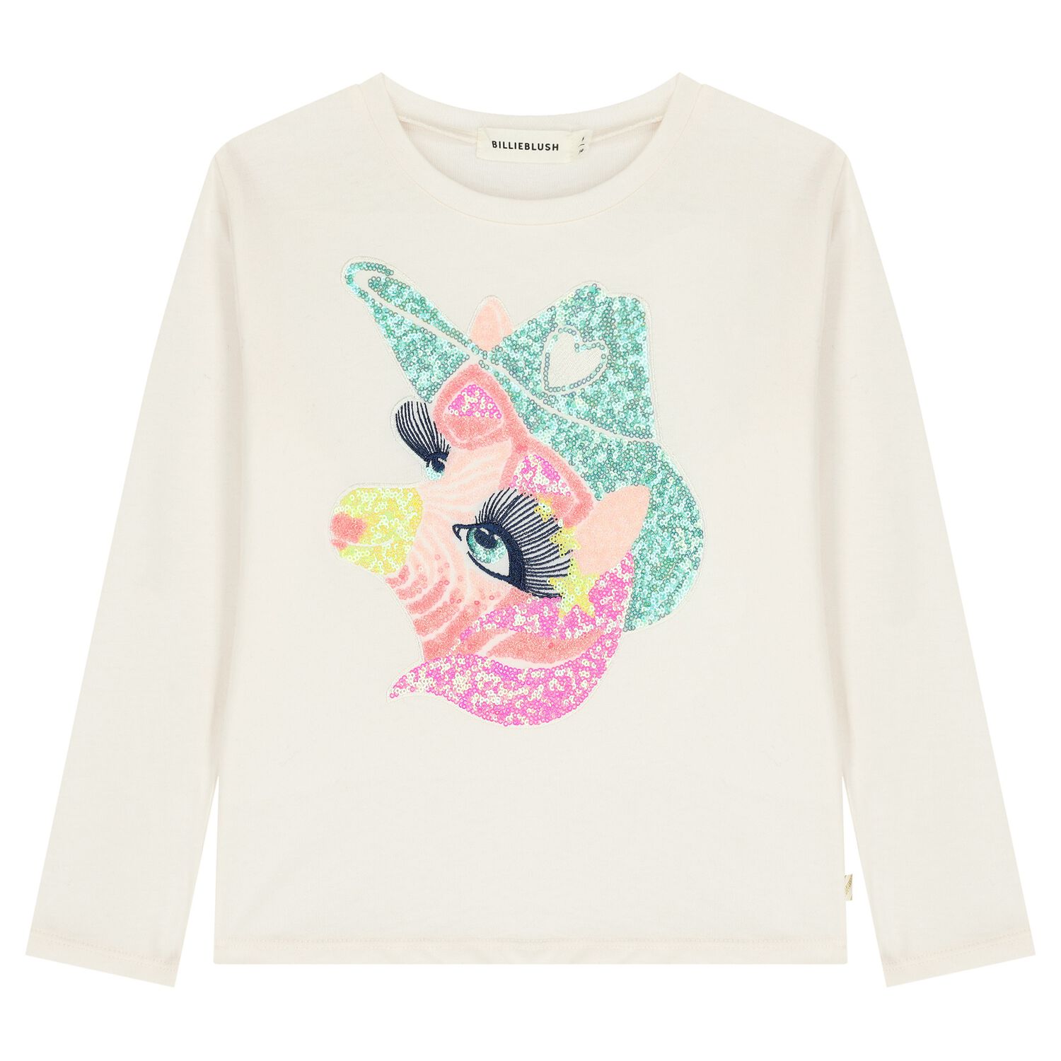 Girls Ivory Horse Long Sleeve Top, 1, hi-res