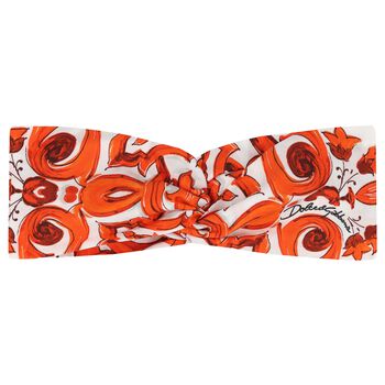 Baby Girls White & Orange Majolica Headband
