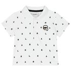 طقم شورت أولاد بالشعار باللون الأبيض والبيج, 1, hi-res