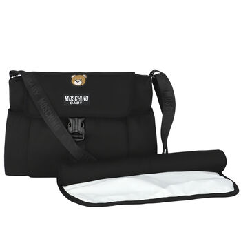 Black Teddy Bear Logo Baby Changing Bag