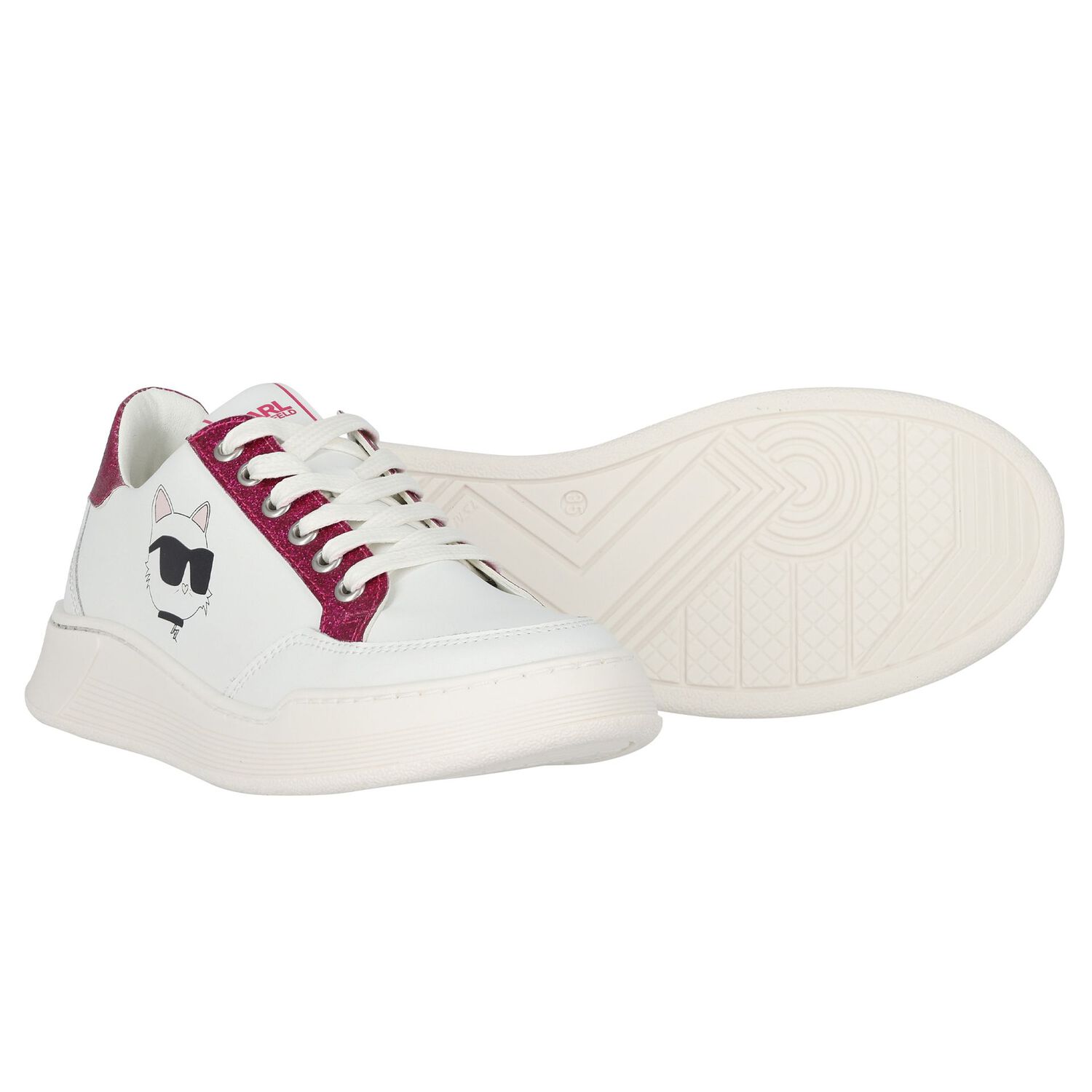 Girls White Logo Trainers, 1, hi-res image number null