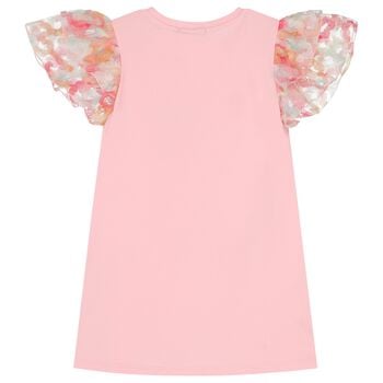 فستان بنات بالشعار بشكل حقيبه باللون الوردى 