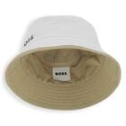Baby Boys Beige & White Reversible Logo Hat , 2, hi-res