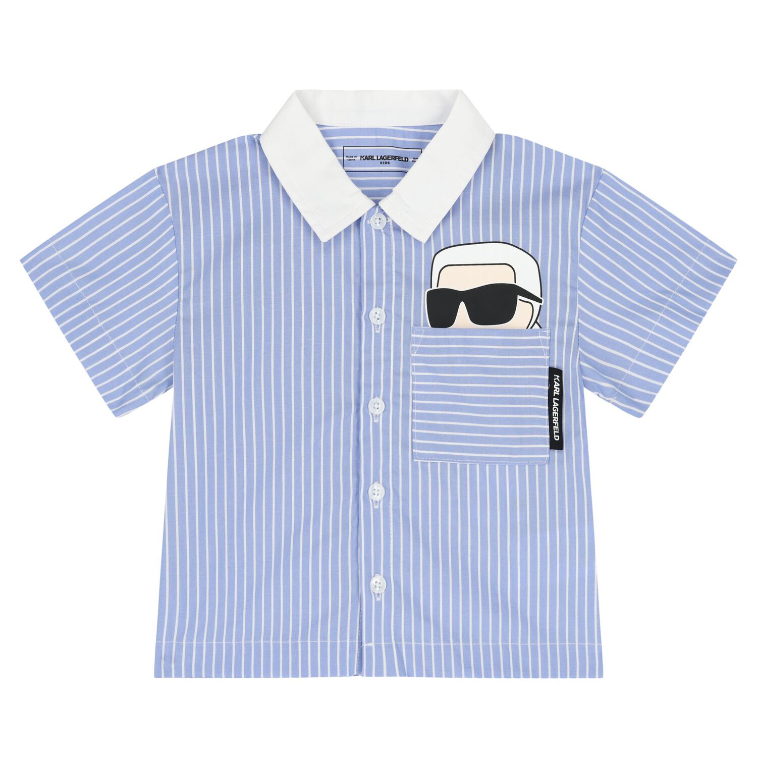 طقم شورت ايكونك كارل باللون الأزرق والأبيض للأولاد, 1, hi-res