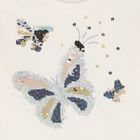 Girls Ivory Embellished Butterflies Sequin Long Sleeve Top, 1, hi-res