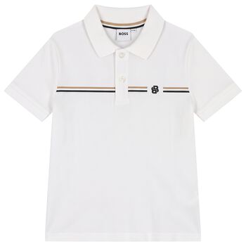 Boys White Logo Polo Shirt