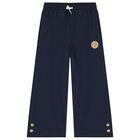 Girls Navy Blue Logo Trousers , 1, hi-res